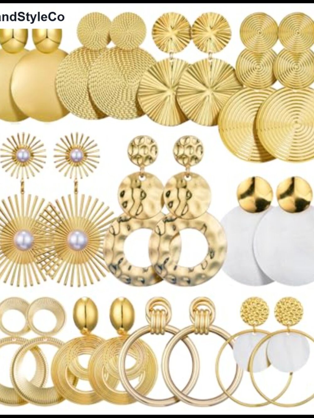 11 Pairs Big Disc Drop Earrings Gold Dangle Statement Earrings Women Set